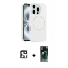 MARSİLYAN™- iPhone 16 Pro Max Kılıf Yankı Form Serisi - Siyah 360 Mat Full Body Arka Koruyucu + PVD Metal Kamera Lens - GD