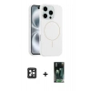 MARSİLYAN™- iPhone 16 Pro Max Kılıf Yankı Form Serisi - Siyah 360 Mat Full Body Arka Koruyucu + PVD Metal Kamera Lens - SH