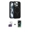MARSİLYAN™- iPhone 16 Pro Max Kılıf Yankı Form Serisi - Siyah 360 Mat Full Body Arka Koruyucu + Bilvis Titan Kamera Lens - SH