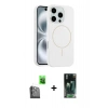 MARSİLYAN™- iPhone 16 Pro Max Kılıf Yankı Form Serisi - Siyah 360 Mat Full Body Arka Koruyucu + Raze Metal Kamera Lens - SH