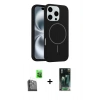 MARSİLYAN™- iPhone 16 Pro Max Kılıf Yankı Form Serisi - Siyah 360 Mat Full Body Arka Koruyucu + Raze Metal Kamera Lens - SH