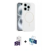 MARSİLYAN™- iPhone 16 Pro Max Kılıf Yankı Form Serisi - Siyah 3D Antistatik Cam Ekran Koruyucu + Bilvis Titan Kamera Lens - SH