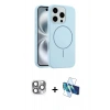 MARSİLYAN™- iPhone 16 Pro Max Kılıf Yankı Form Serisi - Siyah 3D Antistatik Cam Ekran Koruyucu + Pers Alüminyum Kamera Lens - GI