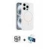 MARSİLYAN™- iPhone 16 Pro Max Kılıf Yankı Form Serisi - Siyah 3D Antistatik Cam Ekran Koruyucu + Pers Alüminyum Kamera Lens - GI