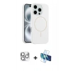 MARSİLYAN™- iPhone 16 Pro Max Kılıf Yankı Form Serisi - Siyah 3D Antistatik Cam Ekran Koruyucu + Pers Alüminyum Kamera Lens - GS