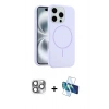 MARSİLYAN™- iPhone 16 Pro Max Kılıf Yankı Form Serisi - Siyah 3D Antistatik Cam Ekran Koruyucu + Pers Alüminyum Kamera Lens - GI