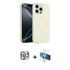 MARSİLYAN™- iPhone 16 Pro Max Kılıf Yankı Form Serisi - Siyah 3D Antistatik Cam Ekran Koruyucu + Pers Alüminyum Kamera Lens - GI