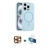 MARSİLYAN™- iPhone 16 Pro Max Kılıf Yankı Form Serisi - Siyah 3D Antistatik Cam Ekran Koruyucu + Pers Alüminyum Kamera Lens - CLTM