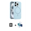 MARSİLYAN™- iPhone 16 Pro Max Kılıf Yankı Form Serisi - Siyah 3D Antistatik Cam Ekran Koruyucu + PVD Metal Kamera Lens - SH