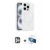 MARSİLYAN™- iPhone 16 Pro Max Kılıf Yankı Form Serisi - Siyah 3D Antistatik Cam Ekran Koruyucu + PVD Metal Kamera Lens - GS