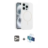 MARSİLYAN™- iPhone 16 Pro Max Kılıf Yankı Form Serisi - Siyah 3D Antistatik Cam Ekran Koruyucu + PVD Metal Kamera Lens - GD
