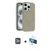 MARSİLYAN™- iPhone 16 Pro Max Kılıf Yankı Form Serisi - Siyah 3D Antistatik Cam Ekran Koruyucu + PVD Metal Kamera Lens - SH