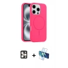 MARSİLYAN™- iPhone 16 Pro Max Kılıf Yankı Form Serisi - Siyah 3D Antistatik Cam Ekran Koruyucu + PVD Metal Kamera Lens - GD