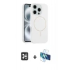 MARSİLYAN™- iPhone 16 Pro Max Kılıf Yankı Form Serisi - Siyah 3D Antistatik Cam Ekran Koruyucu + PVD Metal Kamera Lens - SH