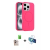 MARSİLYAN™- iPhone 16 Pro Max Kılıf Yankı Form Serisi - Siyah 3D Antistatik Cam Ekran Koruyucu + Raze Metal Kamera Lens - NLGY