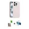 MARSİLYAN™- iPhone 16 Pro Max Kılıf Yankı Form Serisi - Siyah 3D Antistatik Cam Ekran Koruyucu + Raze Metal Kamera Lens - CLTM