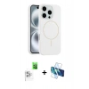 MARSİLYAN™- iPhone 16 Pro Max Kılıf Yankı Form Serisi - Siyah 3D Antistatik Cam Ekran Koruyucu + Raze Metal Kamera Lens - BZ