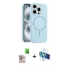 MARSİLYAN™- iPhone 16 Pro Max Kılıf Yankı Form Serisi - Siyah 3D Antistatik Cam Ekran Koruyucu + Raze Metal Kamera Lens - NLGY