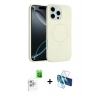 MARSİLYAN™- iPhone 16 Pro Max Kılıf Yankı Form Serisi - Siyah 3D Antistatik Cam Ekran Koruyucu + Raze Metal Kamera Lens - BZ