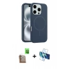 MARSİLYAN™- iPhone 16 Pro Max Kılıf Yankı Form Serisi - Siyah 3D Antistatik Cam Ekran Koruyucu + Raze Metal Kamera Lens - CLTM