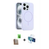 MARSİLYAN™- iPhone 16 Pro Max Kılıf Yankı Form Serisi - Siyah 3D Antistatik Cam Ekran Koruyucu + Raze Metal Kamera Lens - CLTM