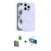 MARSİLYAN™- iPhone 16 Pro Max Kılıf Yankı Form Serisi - Siyah 3D Antistatik Cam Ekran Koruyucu + Raze Metal Kamera Lens - SH