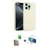 MARSİLYAN™- iPhone 16 Pro Max Kılıf Yankı Form Serisi - Siyah 3D Antistatik Cam Ekran Koruyucu + Raze Metal Kamera Lens - CLTM