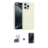 MARSİLYAN™- iPhone 16 Pro Max Kılıf Yankı Form Serisi - Siyah 3D Antistatik Hayalet Cam Ekran Koruyucu + Bilvis Titan Kamera Lens - TMGI