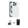 MARSİLYAN™- iPhone 16 Pro Max Kılıf Yankı Form Serisi - Siyah 3D Antistatik Hayalet Cam Ekran Koruyucu + Bilvis Titan Kamera Lens - SH