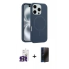 MARSİLYAN™- iPhone 16 Pro Max Kılıf Yankı Form Serisi - Siyah 3D Antistatik Hayalet Cam Ekran Koruyucu + Bilvis Titan Kamera Lens - SH