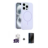 MARSİLYAN™- iPhone 16 Pro Max Kılıf Yankı Form Serisi - Siyah 3D Antistatik Hayalet Cam Ekran Koruyucu + Bilvis Titan Kamera Lens - GS