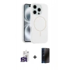 MARSİLYAN™- iPhone 16 Pro Max Kılıf Yankı Form Serisi - Siyah 3D Antistatik Hayalet Cam Ekran Koruyucu + Bilvis Titan Kamera Lens - TMGI