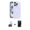MARSİLYAN™- iPhone 16 Pro Max Kılıf Yankı Form Serisi - Siyah 3D Antistatik Hayalet Cam Ekran Koruyucu + Bilvis Titan Kamera Lens - SH