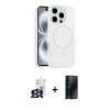 MARSİLYAN™- iPhone 16 Pro Max Kılıf Yankı Form Serisi - Siyah 3D Antistatik Hayalet Cam Ekran Koruyucu + Bilvis Titan Kamera Lens - GS