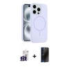 MARSİLYAN™- iPhone 16 Pro Max Kılıf Yankı Form Serisi - Siyah 3D Antistatik Hayalet Cam Ekran Koruyucu + Bilvis Titan Kamera Lens - TMGI
