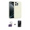MARSİLYAN™- iPhone 16 Pro Max Kılıf Yankı Form Serisi - Siyah 3D Antistatik Hayalet Cam Ekran Koruyucu + Bilvis Titan Kamera Lens - SH