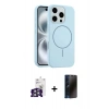 MARSİLYAN™- iPhone 16 Pro Max Kılıf Yankı Form Serisi - Siyah 3D Antistatik Hayalet Cam Ekran Koruyucu + Bilvis Titan Kamera Lens - GS