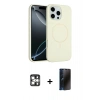 MARSİLYAN™- iPhone 16 Pro Max Kılıf Yankı Form Serisi - Siyah 3D Antistatik Hayalet Cam Ekran Koruyucu + PVD Metal Kamera Lens - GS