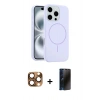 MARSİLYAN™- iPhone 16 Pro Max Kılıf Yankı Form Serisi - Siyah 3D Antistatik Hayalet Cam Ekran Koruyucu + Pers Alüminyum Kamera Lens - CLTM