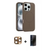 MARSİLYAN™- iPhone 16 Pro Max Kılıf Yankı Form Serisi - Siyah 3D Antistatik Hayalet Cam Ekran Koruyucu + Pers Alüminyum Kamera Lens - CLTM