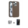 MARSİLYAN™- iPhone 16 Pro Max Kılıf Yankı Form Serisi - Siyah 3D Antistatik Hayalet Cam Ekran Koruyucu + Pers Alüminyum Kamera Lens - GI