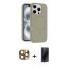 MARSİLYAN™- iPhone 16 Pro Max Kılıf Yankı Form Serisi - Siyah 3D Antistatik Hayalet Cam Ekran Koruyucu + Pers Alüminyum Kamera Lens - CLTM