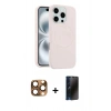 MARSİLYAN™- iPhone 16 Pro Max Kılıf Yankı Form Serisi - Siyah 3D Antistatik Hayalet Cam Ekran Koruyucu + Pers Alüminyum Kamera Lens - CLTM