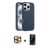 MARSİLYAN™- iPhone 16 Pro Max Kılıf Yankı Form Serisi - Siyah 3D Antistatik Hayalet Cam Ekran Koruyucu + Pers Alüminyum Kamera Lens - CLTM