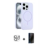 MARSİLYAN™- iPhone 16 Pro Max Kılıf Yankı Form Serisi - Siyah 3D Antistatik Hayalet Cam Ekran Koruyucu + Pers Alüminyum Kamera Lens - GS