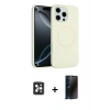 MARSİLYAN™- iPhone 16 Pro Max Kılıf Yankı Form Serisi - Siyah 3D Antistatik Hayalet Cam Ekran Koruyucu + PVD Metal Kamera Lens - SH