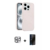 MARSİLYAN™- iPhone 16 Pro Max Kılıf Yankı Form Serisi - Siyah 3D Antistatik Hayalet Cam Ekran Koruyucu + Pers Alüminyum Kamera Lens - GI