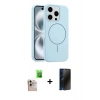 MARSİLYAN™- iPhone 16 Pro Max Kılıf Yankı Form Serisi - Siyah 3D Antistatik Hayalet Cam Ekran Koruyucu + Raze Metal Kamera Lens - NLGY