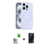 MARSİLYAN™- iPhone 16 Pro Max Kılıf Yankı Form Serisi - Siyah 3D Antistatik Hayalet Cam Ekran Koruyucu + Raze Metal Kamera Lens - NLGY