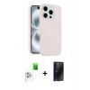 MARSİLYAN™- iPhone 16 Pro Max Kılıf Yankı Form Serisi - Siyah 3D Antistatik Hayalet Cam Ekran Koruyucu + Raze Metal Kamera Lens - BZ